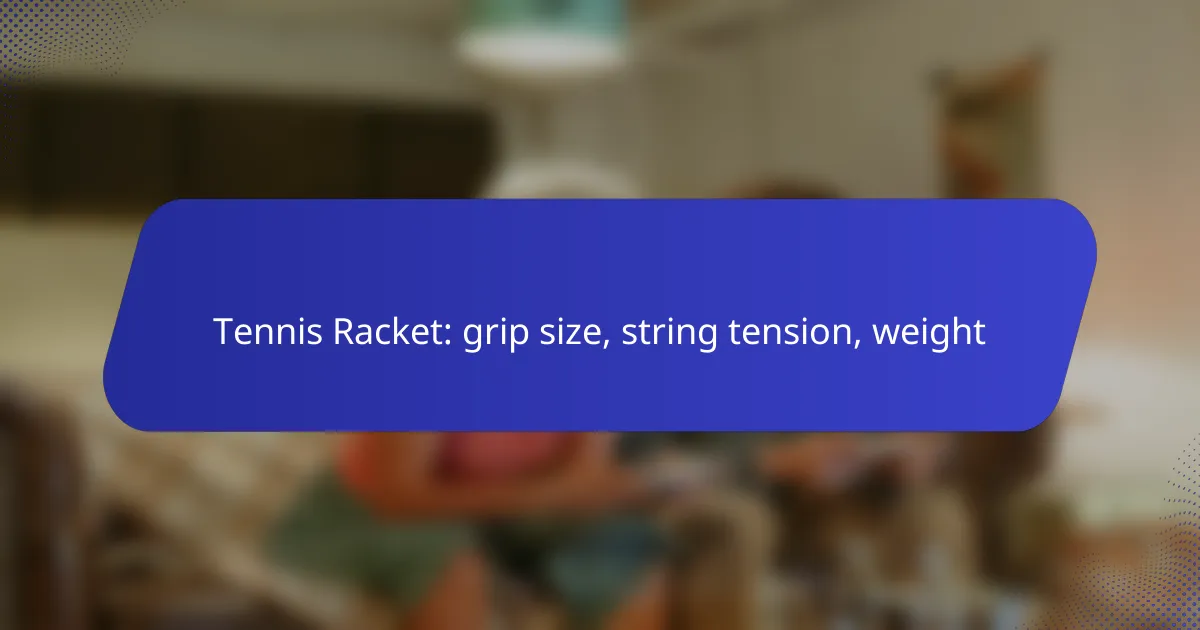 Tennis Racket: grip size, string tension, weight
