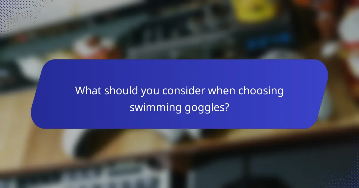 What should you consider when choosing swimming goggles?